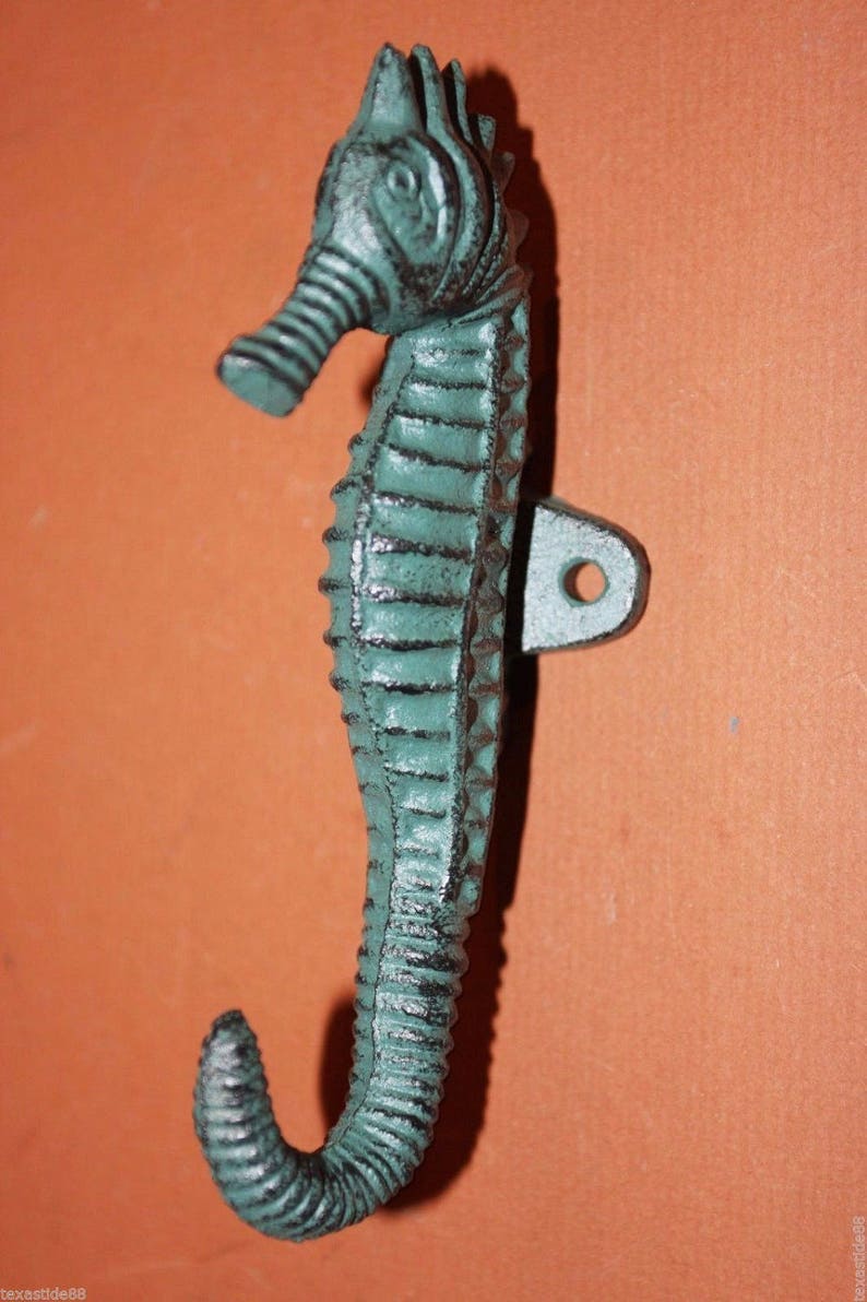 Seahorse Wall Hook Antiqued Look Finish Cast Iron N59 Free Etsy