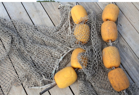 Weathered Marina Patio Fishing Nets Decor / Rope Floats 1 Assembly