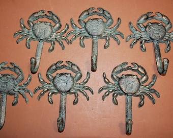 She Shed Beach Cottage Sealife Towel Hooks, Crab Ocean Nautical Bath Decor, Bronze Look Cast iron, 5 1/4" high, BL-34 Free Ship