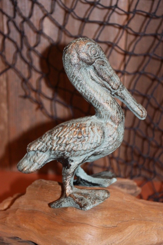 1 pc Cast iron Pelican figurine Pelican decor beach house Etsy