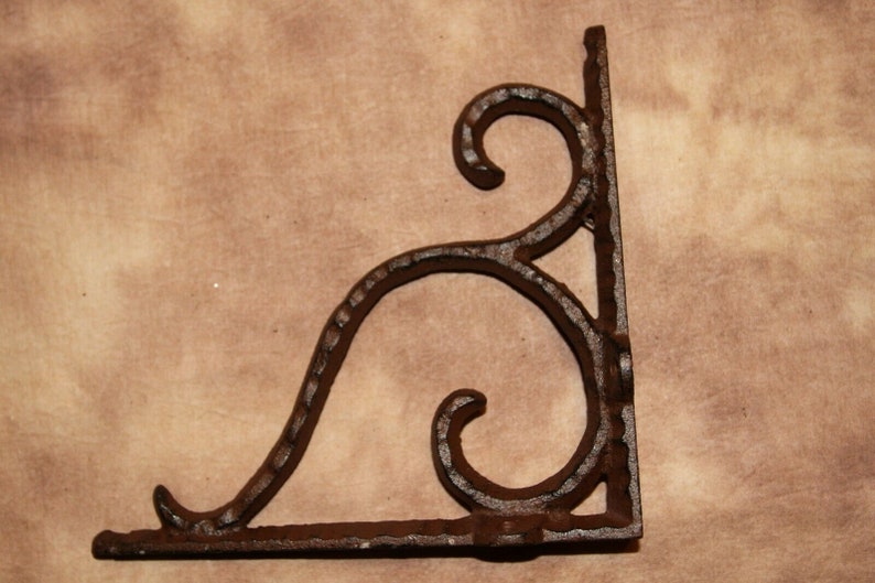 Hammered Swirl Cast Iron Shelf Brackets 7 1/2 Volume Etsy