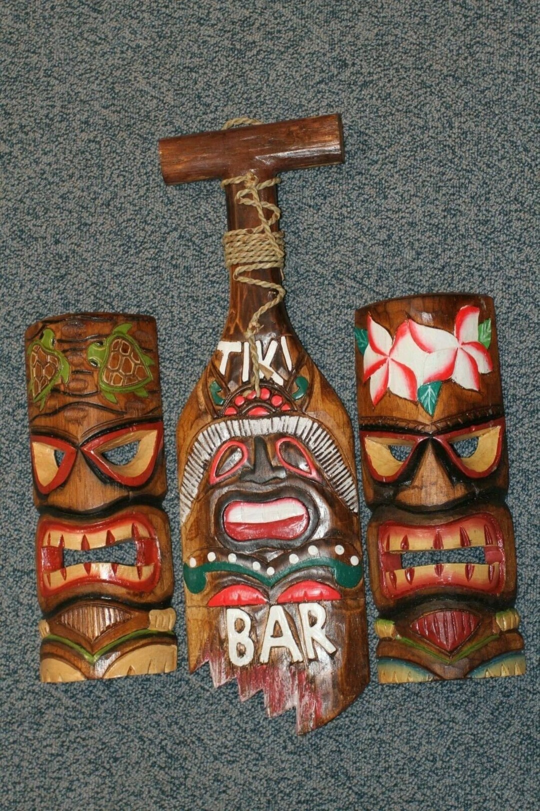 Colorful Tiki Wall Art Hangings Salty Pirates C Free Ship Etsy