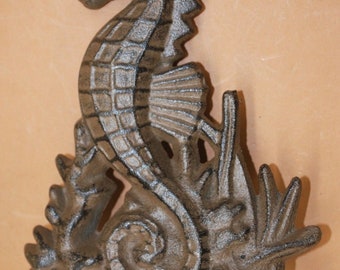 Vintage-look Seahorse Bookend,  Brown Powder Coat Finish, 8 inches tall x 6 1/2 inch wide, N-28B Free Ship