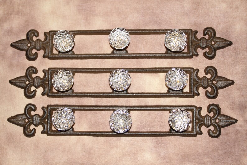 Fleur De Lis Bath Towel Hook Racks Crystal Look Knobs on Cast Etsy
