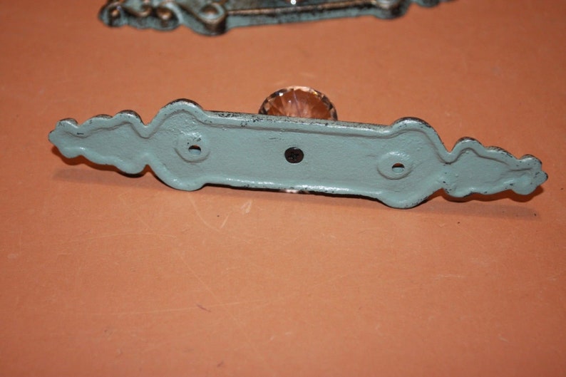 2 Crystal knob drawer pull with aBronze cast iron backing plate 5 3//8/"Long