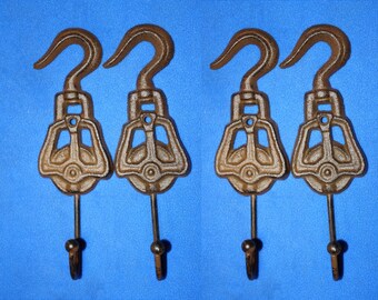 Vintage-look cast iron pulley wall hooks 7 1/4", Volume priced ~ H-72 Free Ship