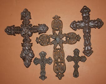 5) Christian Family Gift, Vintage-look Cast Iron Wall Cross Collection, Christian Home Decor, Fast ~ Free Ship