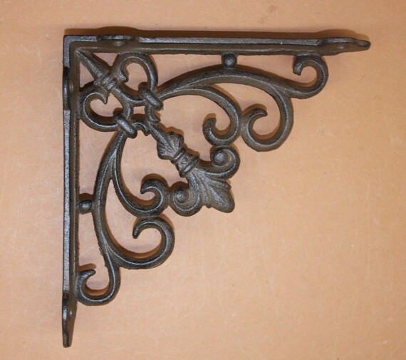 Fleur De Lis Shelf Brackets Corbels Vintage Look Solid Cast Etsy