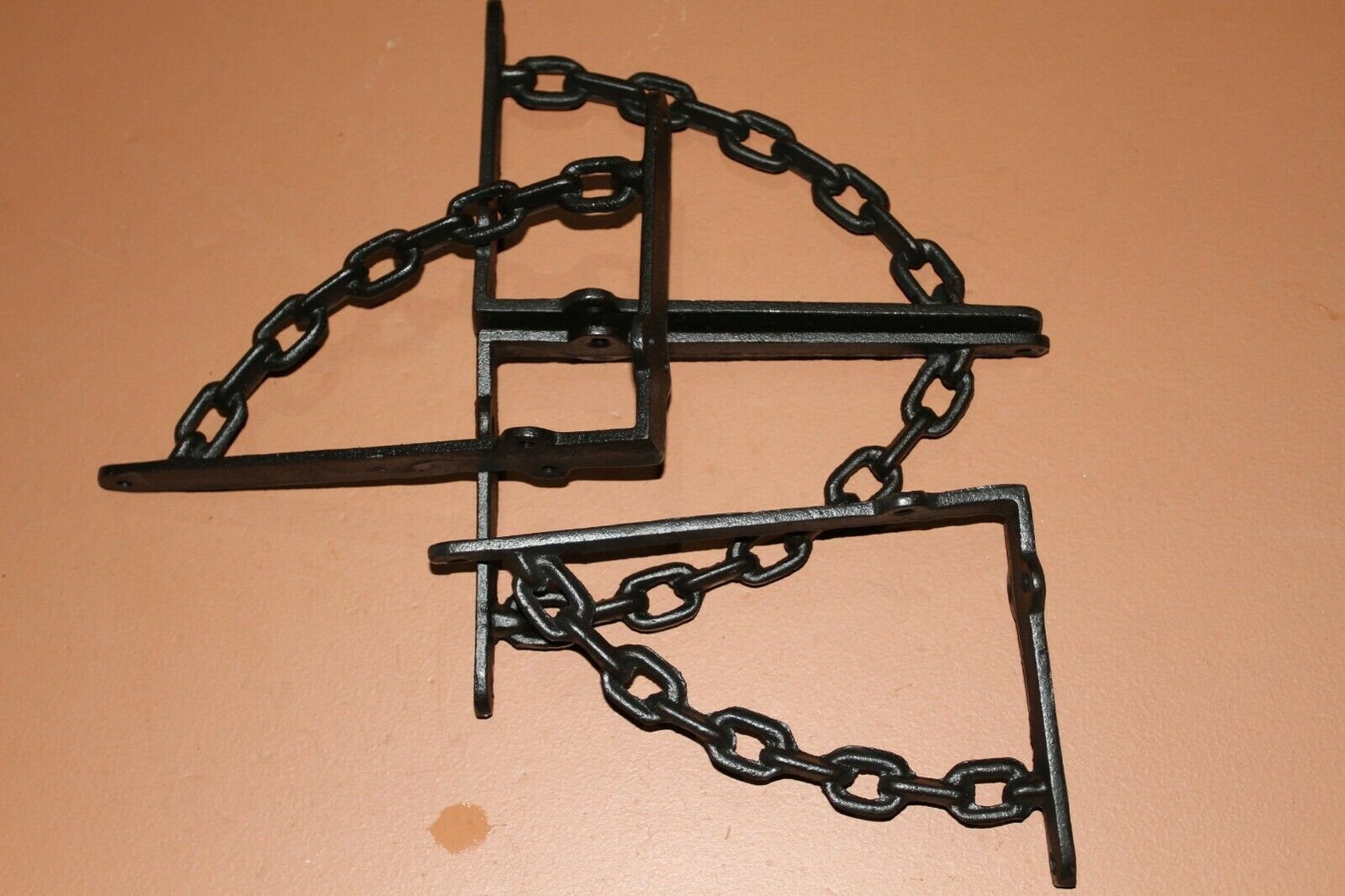 Black Chain Shelf Brackets 7 7/8 Cast Iron Volume Etsy
