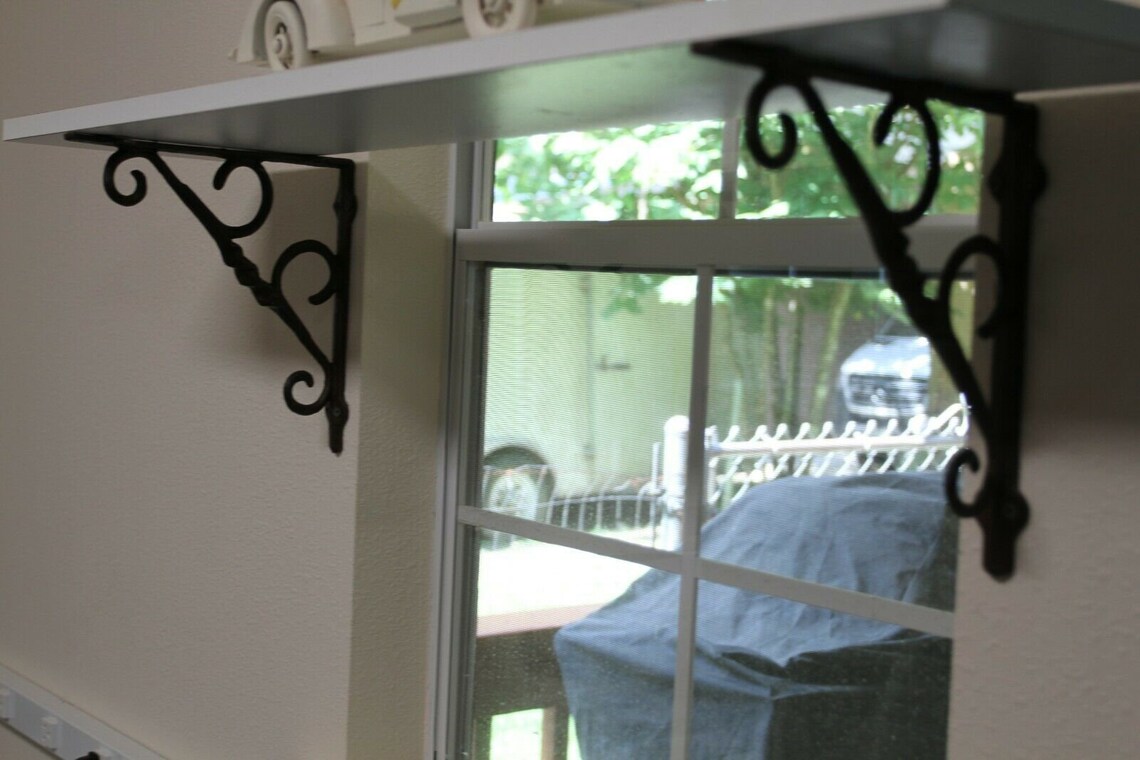 Farmhouse Window Shelf Brackets Solid Cast Iron Classic Etsy