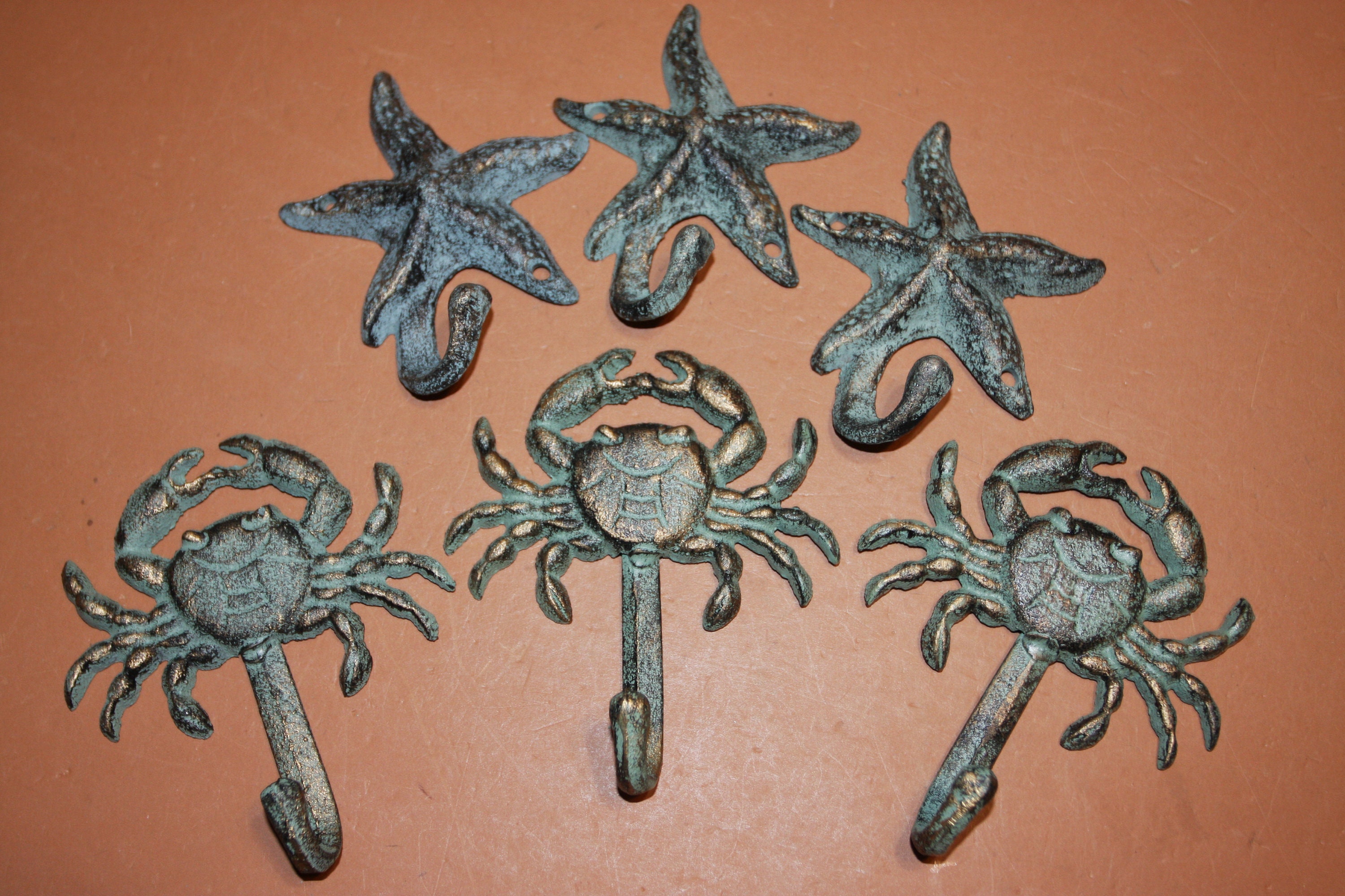 Crab Wall Hook, 5 X 6, Metal Hook, Metal Art, Painted Metal Towel