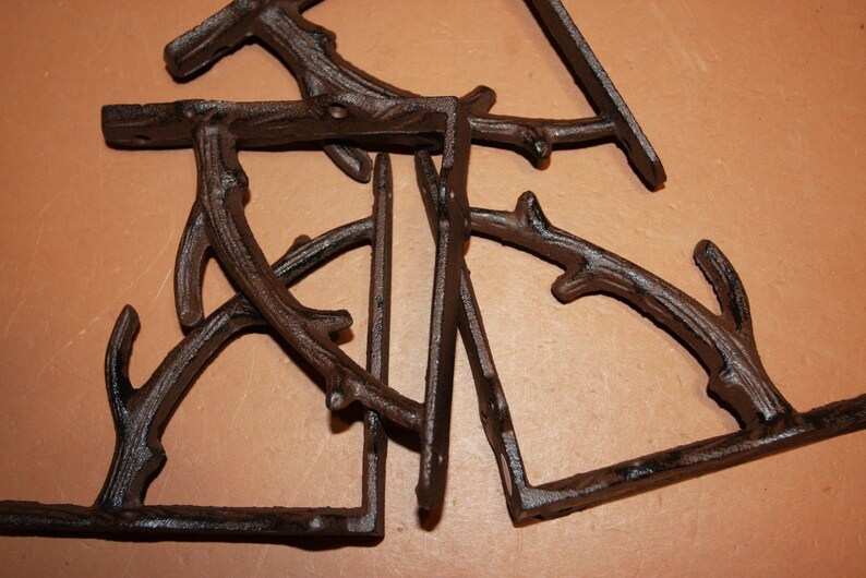 Forest Theme Shelf Brackets / Solid Cast Iron Tree Branch 5 Etsy