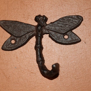 Rustic Dragonfly Wall Hook Cast iron 4 1/4 inch, H-90 Free Ship