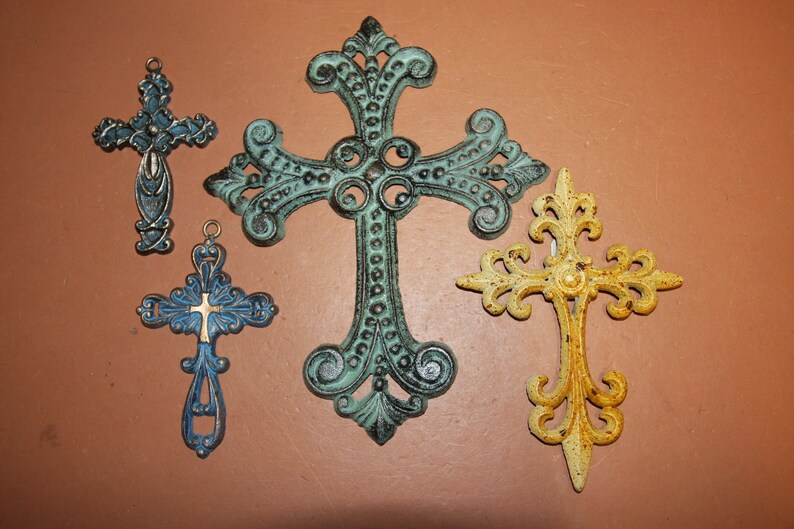4 Old World Dominican Wall Cross Decor Solid Cast Iron San Juan Collection