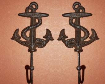 Vintage Style Anchor Design Wall Decor, Cast Iron Wall Hooks, Quantity Priced, N-48 Free Ship
