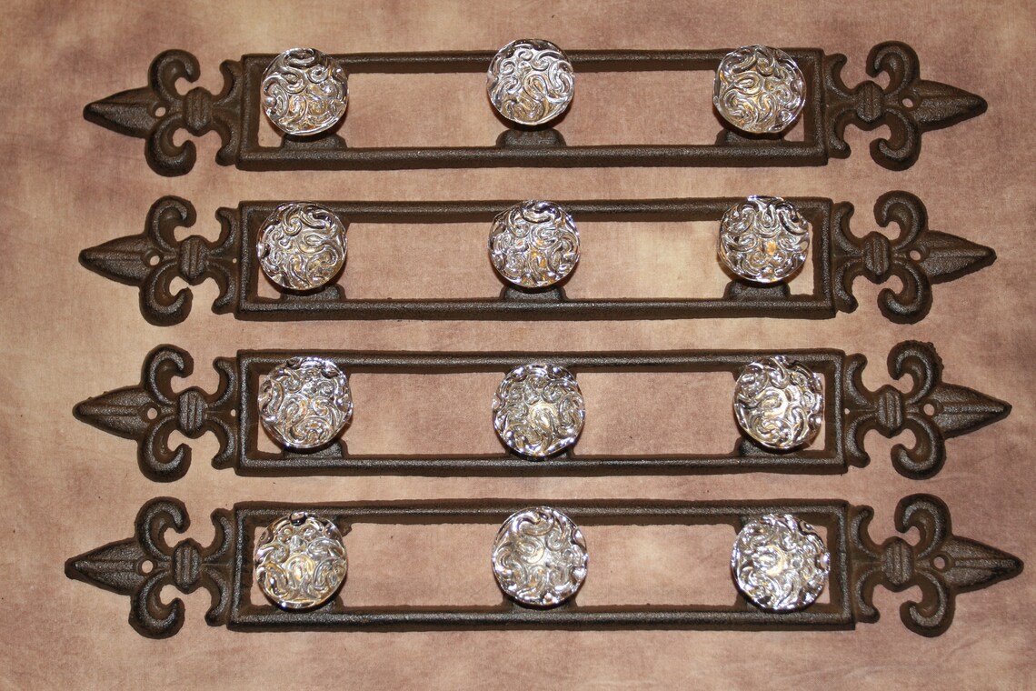 Vintage Look Fleur De Lis Wall Hook Rack With Crystal Look - Etsy