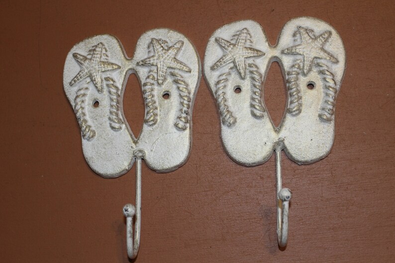 Beach Bathroom Towel Hooks Cast Iron 7 3/8 Inch 4 of H123 Etsy