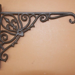 Fleur De Lis Plant Hanger Bracket Vintage-look Fleur De Lis Garden Decor, Solid Cast Iron 10 3/4" x 11 7/8"  , B-66 Free 2 Day Shipping