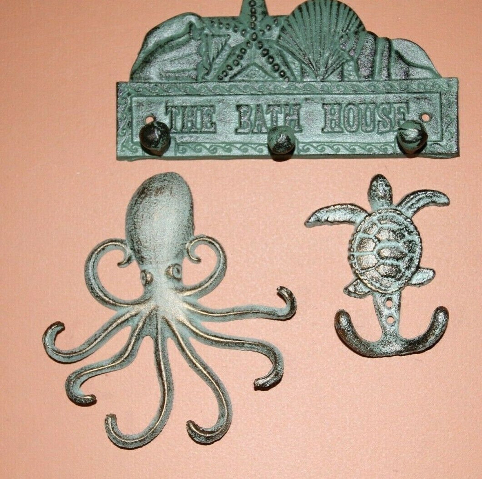 Beach Theme Bathroom Towel Hooks Set Cast Iron Beach Bath Etsy