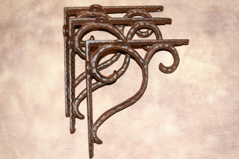 Hammered Swirl Cast Iron Shelf Brackets 7 1/2 Volume Etsy