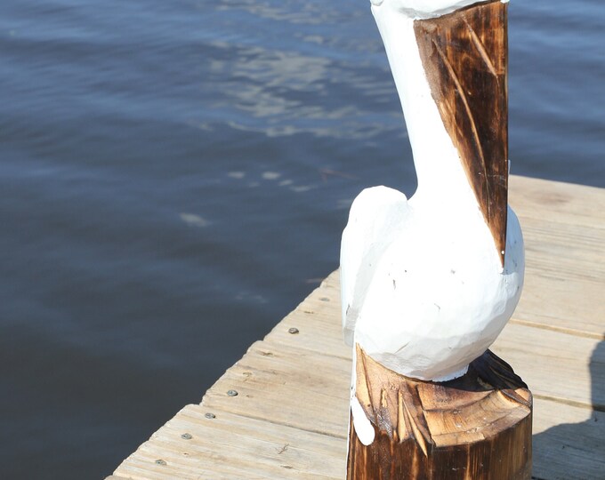 Hand Carved Wooden Pelicans on Piling Tabletop CW466 Etsy