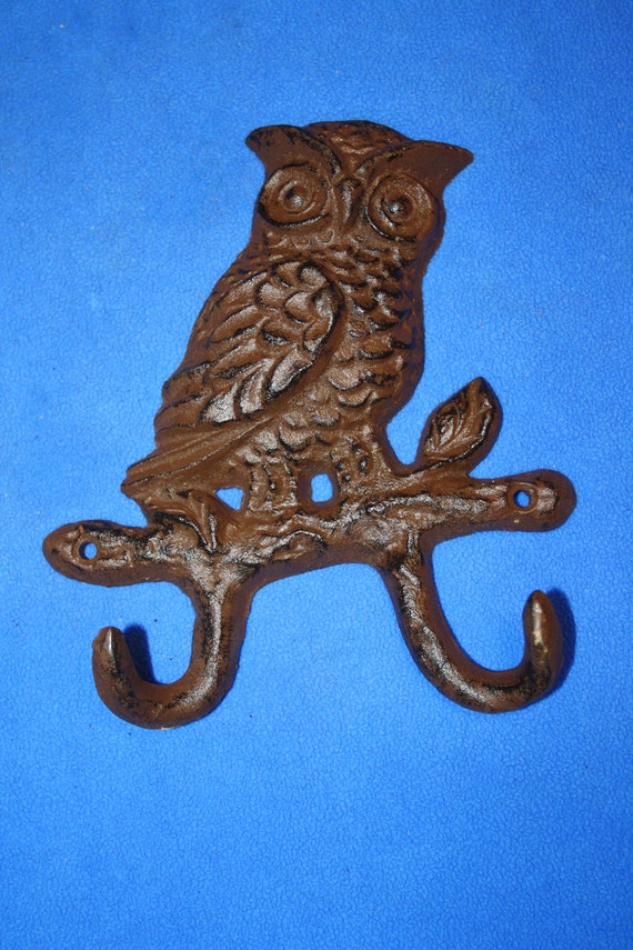 Horned Owl Decor Cast Iron Wall Hooks, 7 3/8, Volume Priced H-56