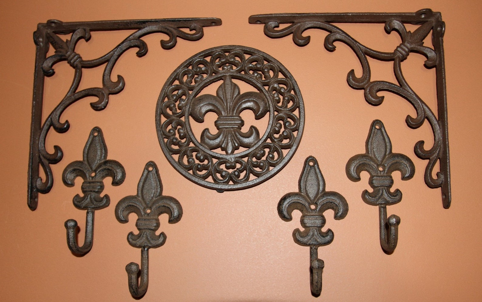 Cast Iron Cajun Bathroom Decor Towel Hooks Wall Plaque Etsy