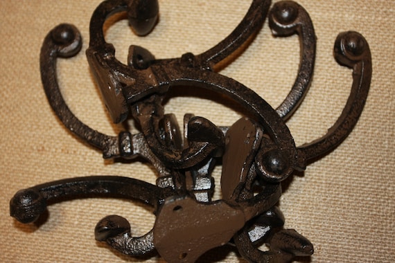Old Fashion Coat Hat Wall Mounted Hooks, Vintage-look Cast Iron, 5 1/4  Inch, H-110 Free Ship 