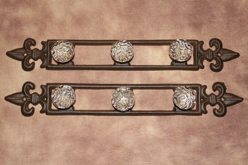 Fleur De Lis Bath Towel Hook Racks Crystal Look Knobs on Cast Etsy