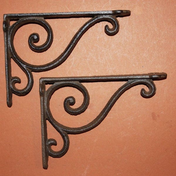 Elegant Farmhouse Shelf Brackets, 9 1/4 inch / Cast Iron, B-06 Free 2 Day Shipping