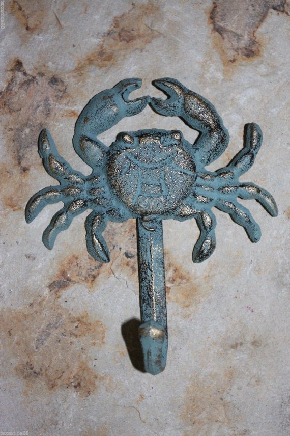 Beach House Bathroom Towel Hooks, Bronze-look Cast Iron Crab Design, 5 1/4  High, BL-34 Free Ship 