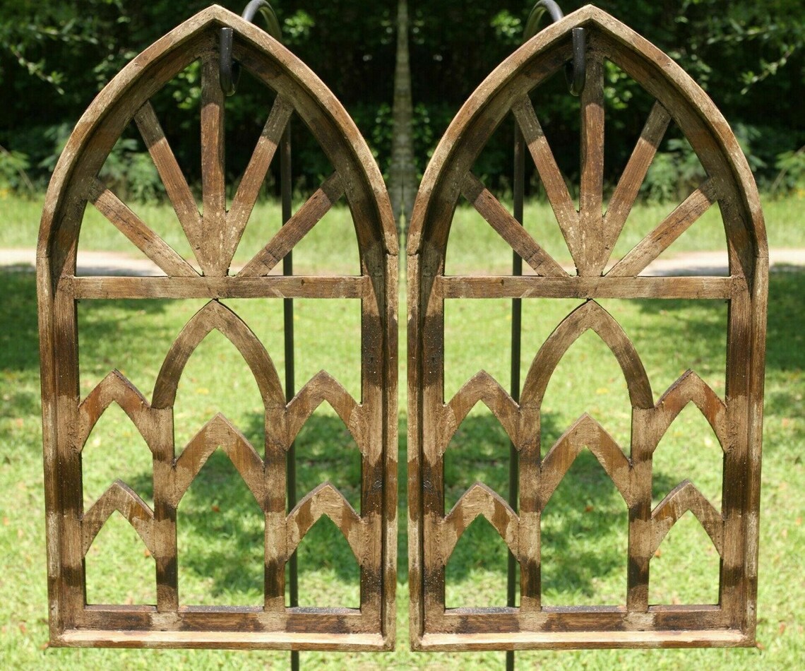 Large Antique Style Arched Windows Wall Decor 30 1/4 Etsy