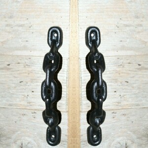 Man Cave Tool Shed Door Handles Pulls, Cast Iron, 8 Inch, Black Chain ...