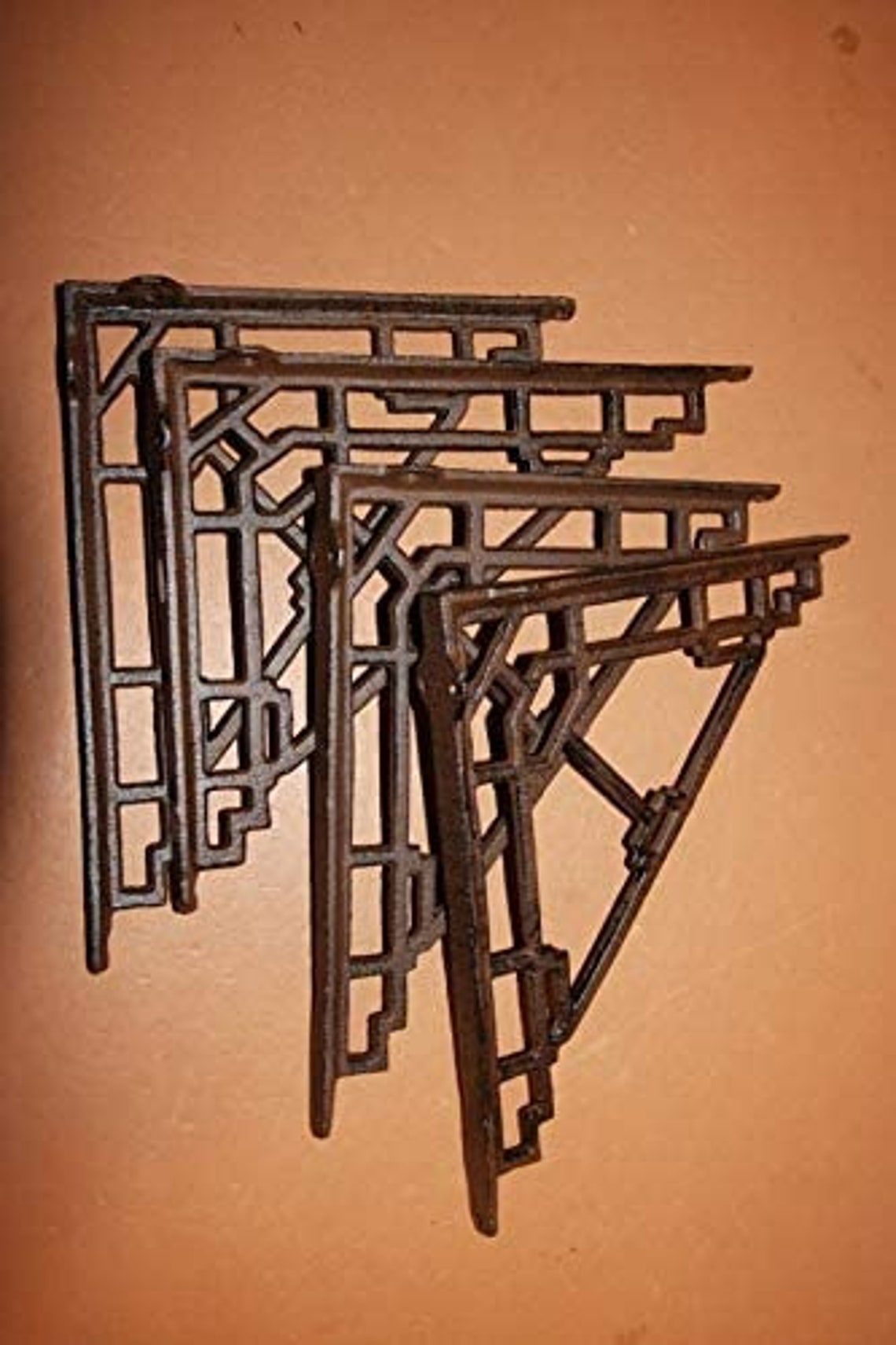 Art Deco Wall Shelving Brackets Cast Iron B34 Etsy