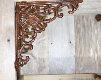 French Provincial Wall Shelf Braces Supports, 8" cast iron, Volume Priced, B-29 Free Ship