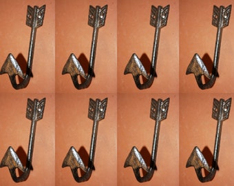 8) Vintage Look Cast Iron Arrow Wall Hooks, 6 inches tall, Shipping Included, W-69 Free Ship