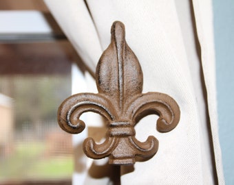 Fleur De Lis, Curtain Drape Tie Backs Victorian-Style 4" x 4-5/8" Fast Free Shipping F-15