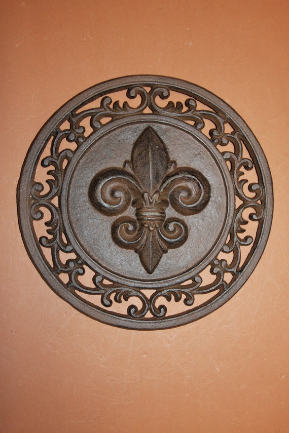 Vintage Cast Iron Wall Hook French Fleur De Lis Coat Hat Towel Hanging  Rustic