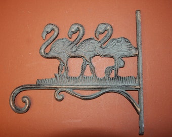 2) Flamingo Patio Decor Christmas Gift, Cast Iron Plant Hanger, BL-67