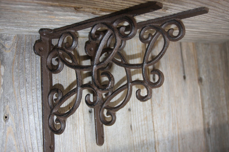 8 SMALL WHITE ANTIQUE-STYLE 4/" SHELF BRACKETS CAST IRON rustic garden SCROLL
