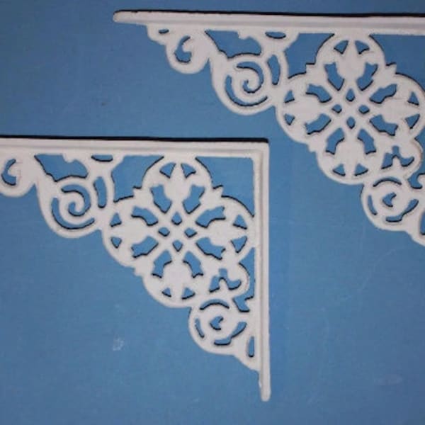 Country Cottage Shelf Brackets / White Cast Iron, 7 1/2 inch, B-30