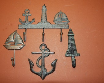 4) Sailboat Gift, fast and  bronze-look cast iron sailing decor, antique-look sailboat decor, anchor,~ Free Ship