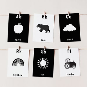 Baby Sensory Cards, A-Z Baby Gift, Printable High Contrast Flash Cards, Development A -Z Baby Cards, Toddler Sensory Gift, Baby Shower Gift