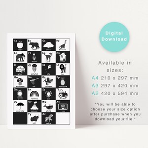 Baby Sensory Digital Print, Chess Board Alphabet Print, Printable Baby Sensory Gift, Sensory Nursery, Sensory Alphabet, Monochrome Print