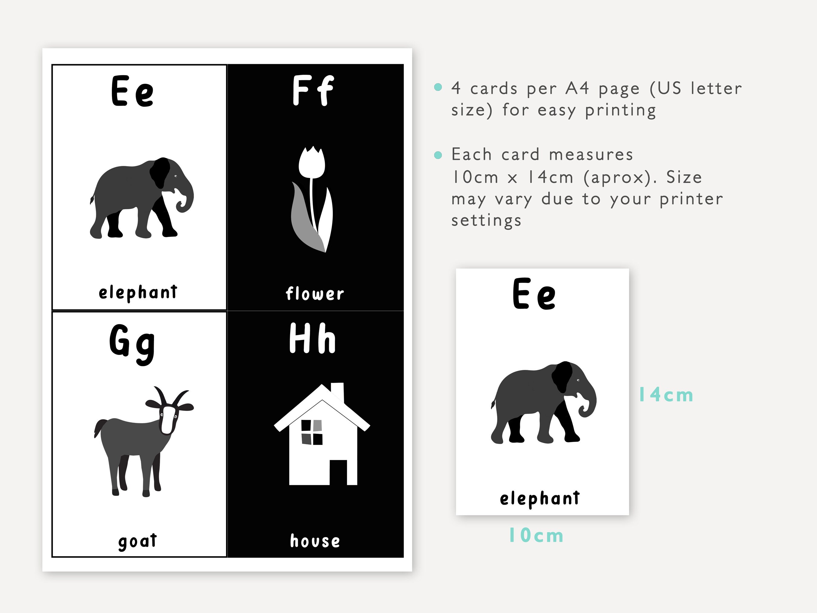 Baby Sensory Alphabet Cards, Printable High Contrast Flash Cards