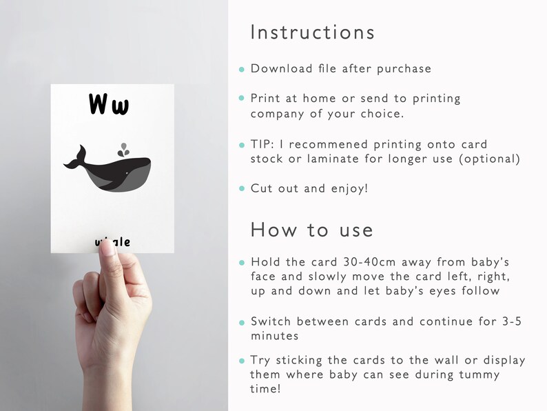 Baby Sensory Alphabet Cards, Printable High Contrast Flash Cards, Development A Z Baby Cards