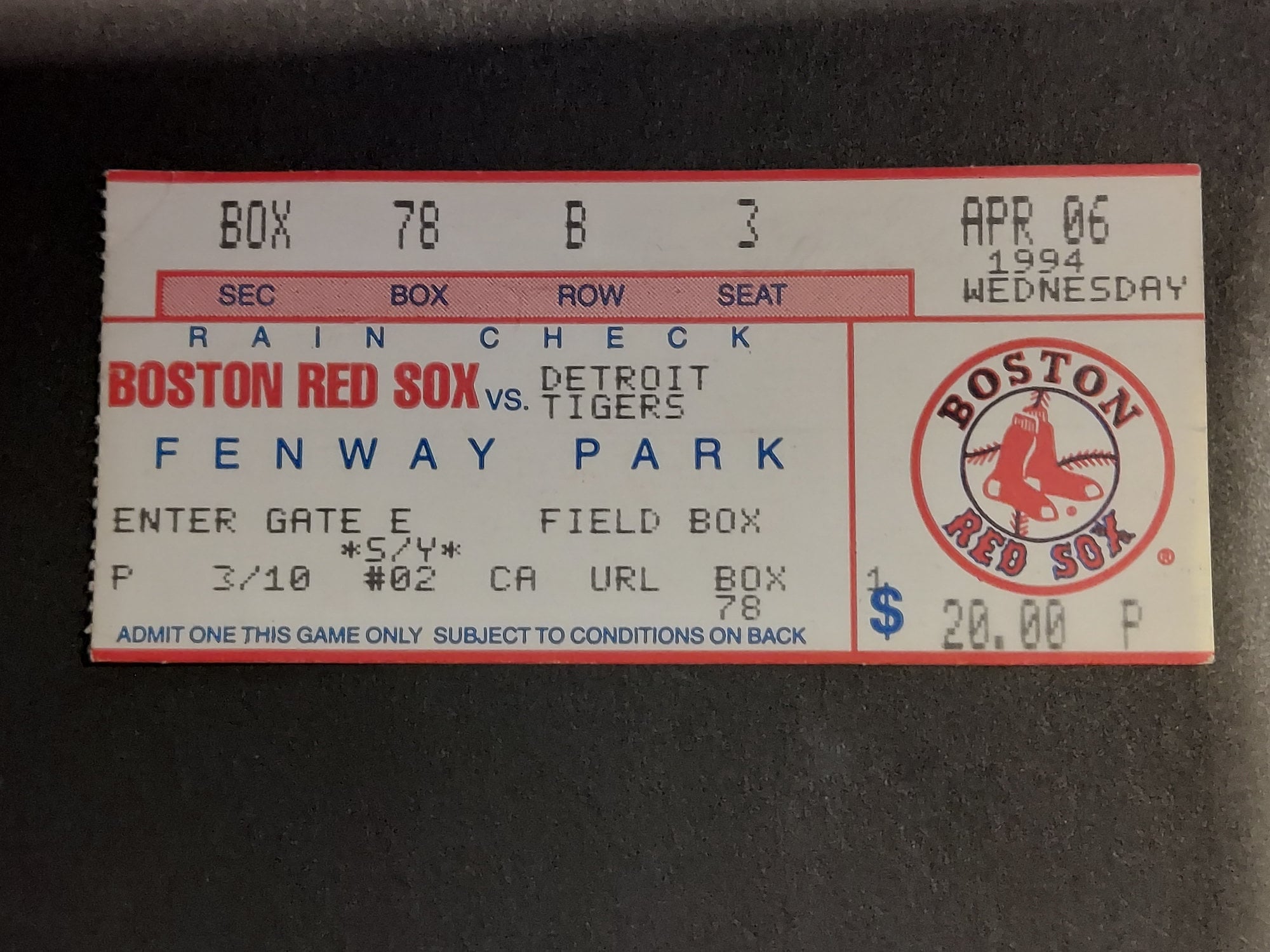 Red Sox Ticket