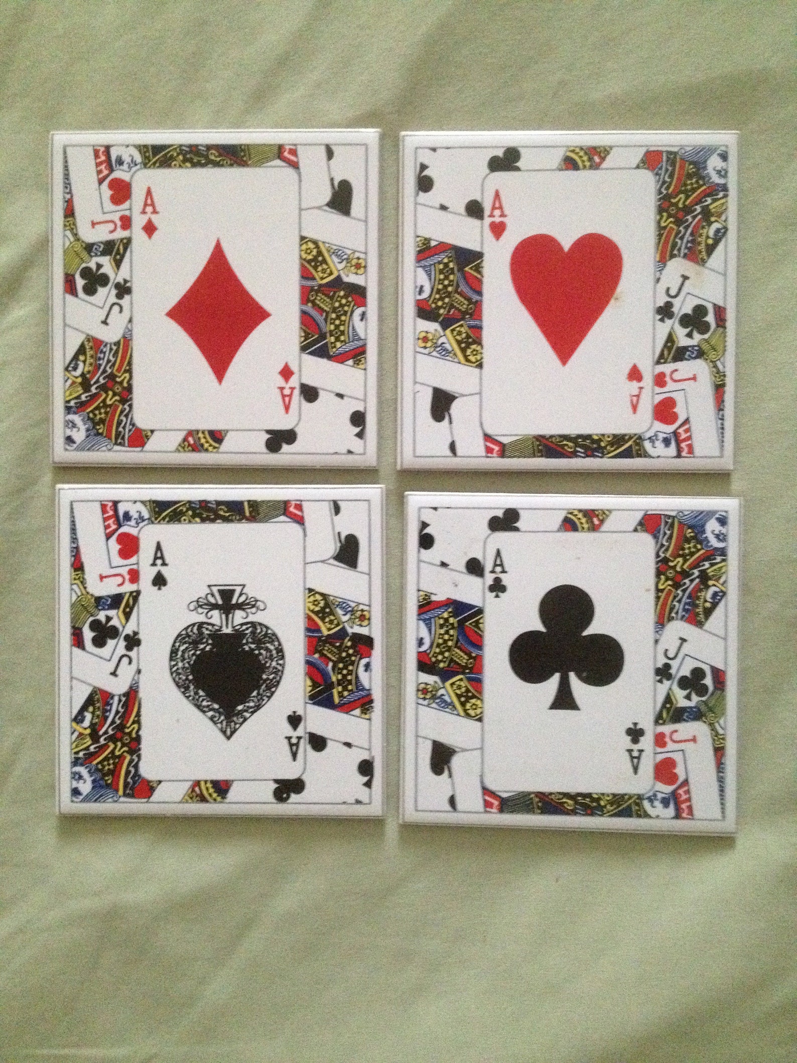Playing Cards Coasters 4pc Ceramic Set of As Etsy 日本