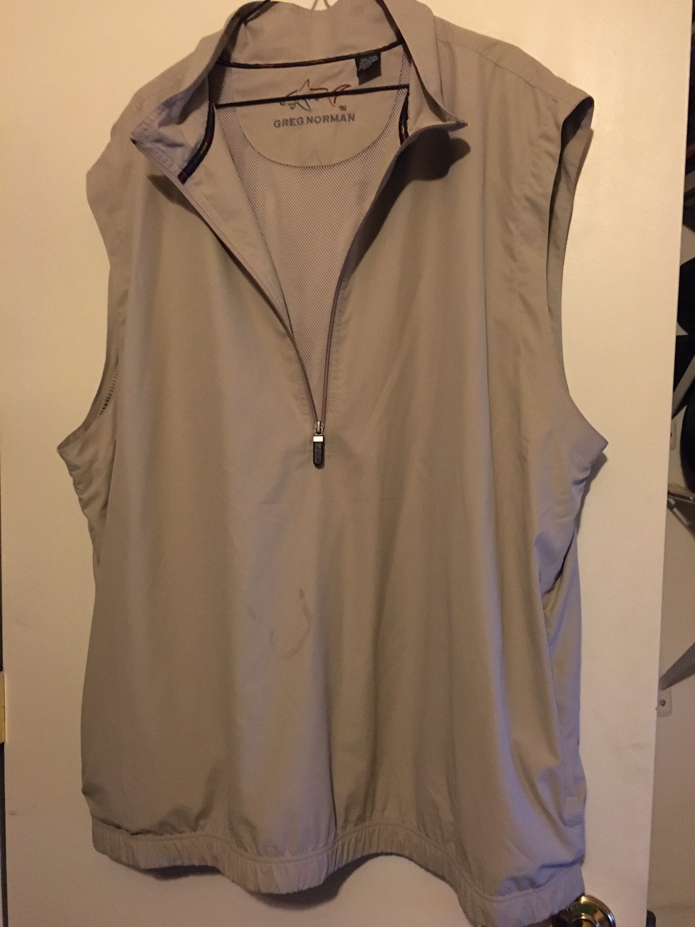 Mens Apparel Greg Normans Sleeveless Quarter Zipped Cotton Pullover Beige Colored Golf Vest Etsy Ireland