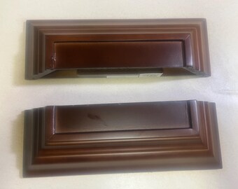 Shelvings Set of Two Walnut-colored Ledges Wall-hanging Shelves +Hardware